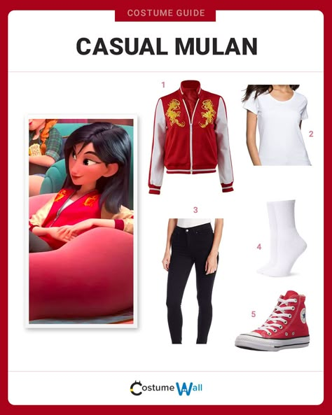 Disney Looks Inspired Outfits, Disney Characters Outfits, Chinese Inspired Outfits, Casual Princess Outfits, Casual Disney Princess Outfits, Mulan Outfit Ideas, Disney Princess Casual Outfits, Mulan Cosplay, Mulan Costume Diy