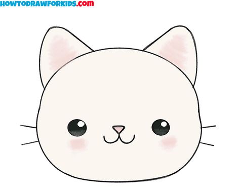 Cat Head Sketch, Cat Face Drawing Simple, Cat Head Drawing, Cat Face Halloween, Cat Face Drawing, Cat Draw, Simple Face Drawing, Faces Drawing, Cartoon Cat Drawing