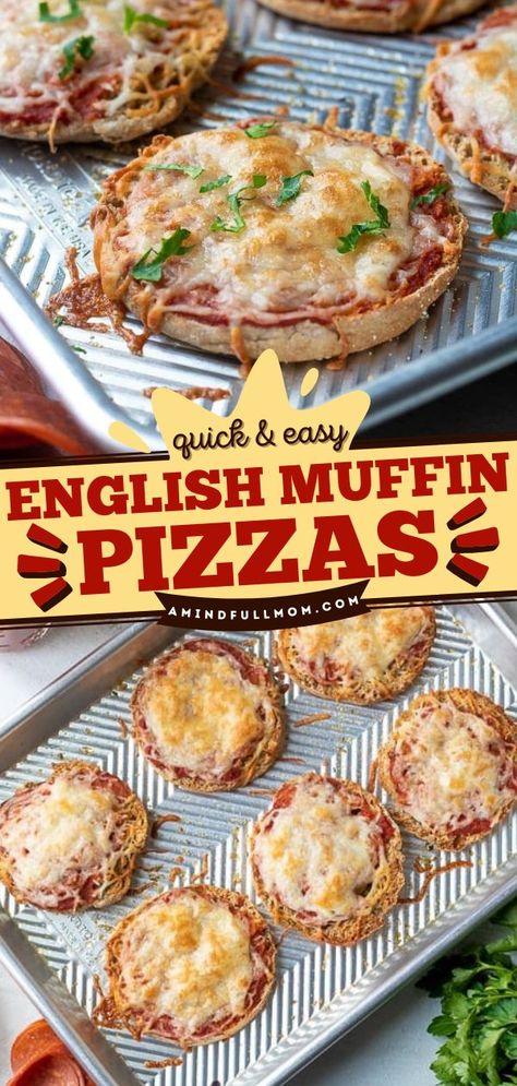 English Muffin Pizzas, back to school recipes, school lunch ideas for kids Halloween English Muffin Pizza, Pizza English Muffins Recipes, English Muffin Recipe Lunch, Individual Pizzas For Kids, Pizza On English Muffin, Middle School Cooking Recipes, English Muffin Pizzas Recipe, English Muffin Recipe Ideas Dinners, English Muffin Pizza Air Fryer