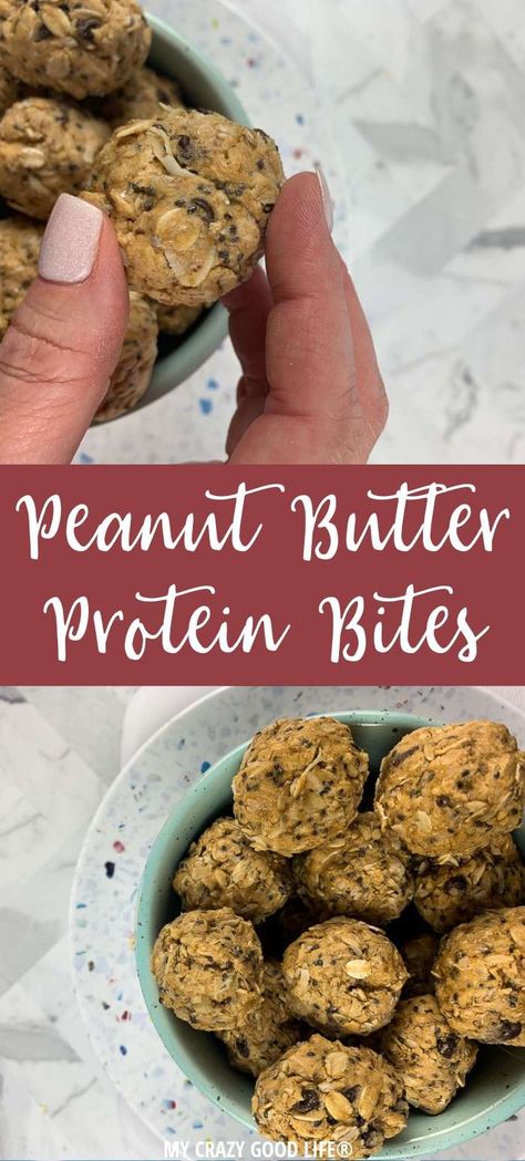 These Oatmeal Peanut Butter Protein Balls are a delicious snack or dessert! They can easily be made into homemade protein bars instead of balls, and customized with chocolate chips, coconut, flax seed, or your favorite ingredients! #protein #highprotein #proteinbar #proteinball #snack Oatmeal Peanut Butter Protein Balls, Peanut Butter Protein Bites, Peanut Butter Oatmeal Balls, Homemade Protein Bars, 21 Day Fix Snacks, Peanut Butter Protein Balls, Oatmeal Peanut Butter, Weight Watchers Snack Recipes, Granola Bites