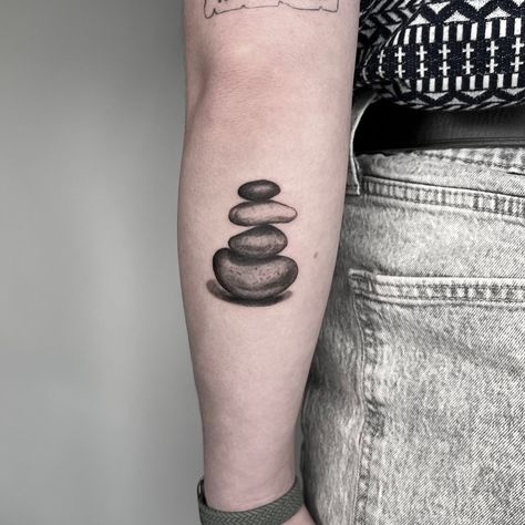 Enjoyed doing another rock stack tattoo the other day. Thanks @kaemorg 😊 #tattoo #flashtattoo #microrealism #blackandgreyrealism #minimaltattoo #denvertattoo #art #tattoos #realism #naturetattoo #cairn #rockstacks #denvertattooartist #blackandgreytattoo Geod Rock Tattoo, Balancing Rocks Tattoo, Ebenezer Stone Tattoo, Stacked Rocks Tattoo, Rock Cairn Tattoo, Cairns Tattoo, Rock Tattoo Nature, Cairn Tattoo, Rock Tattoo Ideas