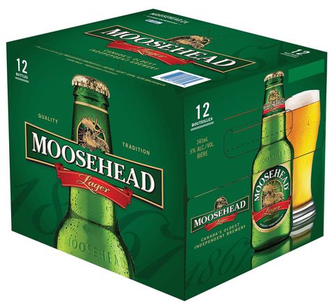 12 Pack Bottle Of Moosehead With the perfect balance of malt sweetness and hop bitterness, you can't go wrong with this great lager! For the low price of $11.99 Moosehead Beer, Best Beer, The Low, Cold Brew, Beer Can, Gold And Silver, Low Price, Beer, Personal Care