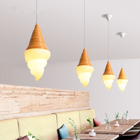 Hanging Lamps Bedroom, Cream Lamps, Nordic Dining Room, Decorative Pendant Lighting, Cone Pendant Light, Green Lamp Shade, Lamp Kitchen, Kids Room Lighting, Bedroom Light Fixtures