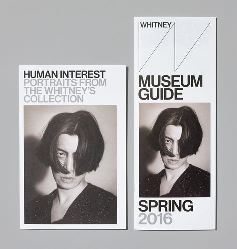 Human Interest: Portraits from the Whitney’s Collection Opening Invitation and Museum Guide Spring 2016 Photograph by Jens Mortensen. Museum Invitation Design, Human Graphic Design, Museum Pamphlet, Museum Invitation, Museum Editorial, Leaflet Layout, Opening Invitation, Museum Identity, Museum Branding