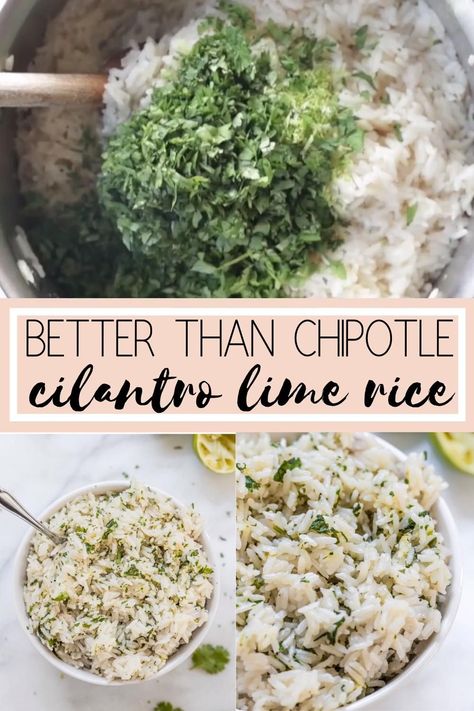 Better than Chipotle's Cilantro Lime Rice. It's so easy to make and pairs perfectly with Mexican and Asian food and is great in burritos! #cilantrorice #easyrice #chipotlerice #jasminerice Chipotle Cilantro Lime Rice, Chipotle Recipes, Rice Side Dishes, Diner Recept, Lime Rice, Cilantro Lime Rice, Makanan Diet, India Food, Idee Pasto Sano