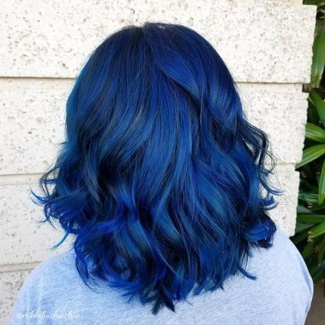 Picture of a wearable shoulder length blue black hair Blue Hair Color, Blue Black Hair, Blue Highlights, Hair Color Ideas, Shoulder Length, Blue Hair, Black Hair, Blue Black, Highlights