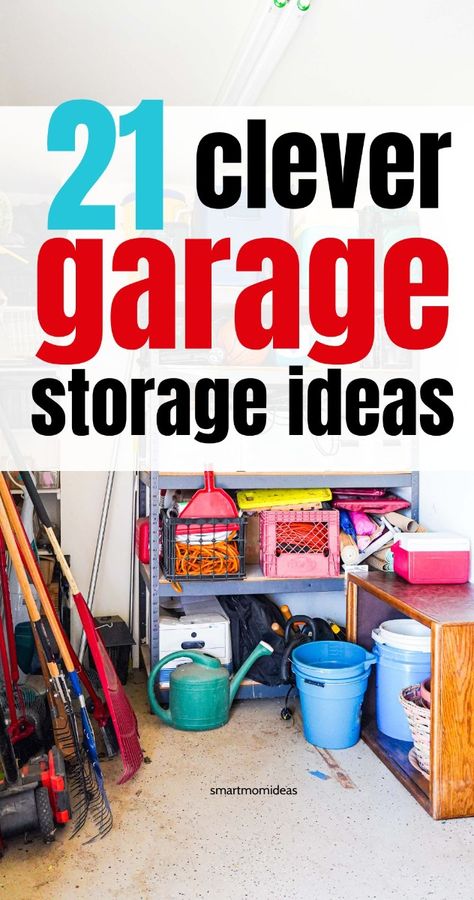 Get your garage storage under control with these organizing ideas Shelving Ideas For Garage, Organize Beach Stuff In Garage, Small Garage Organization Ideas Space Saving, Organize Garage Ideas Storage, Organization Ideas For Garage, Garage Storage Ideas Organizing, Organizing Garage Ideas, Garage Organizing Ideas, Garage Organization Cheap