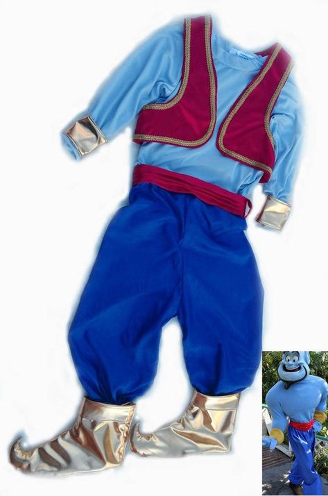 Aladdin Outfit, Aladdin Genie Costume, First Birthday Blue, Blue Harem Pants, Vegetable Costumes, Aladdin Musical, Aladdin Jr, Genie Costume, Aladdin Costume