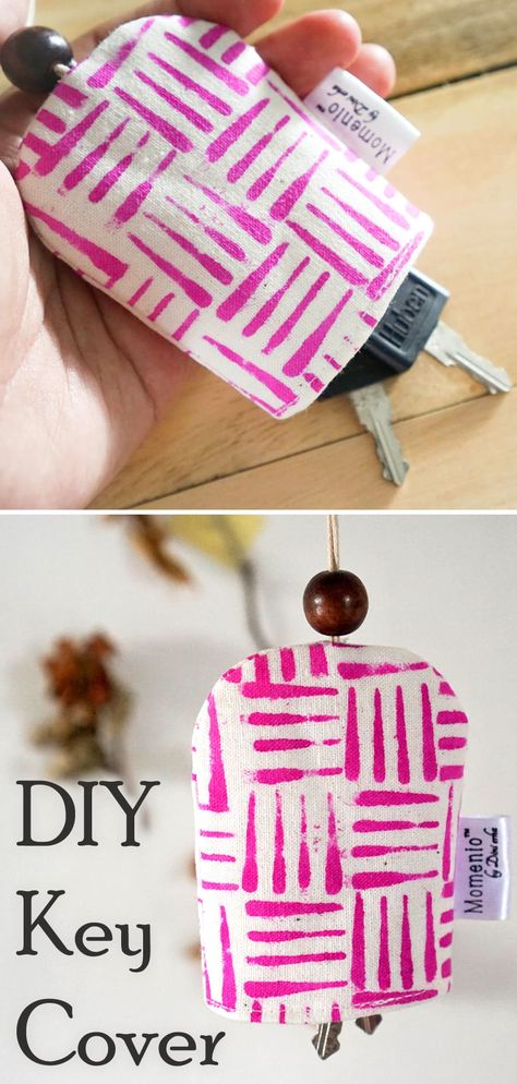 Keychain Cover Tutorial & Pattern Key Fob Pouch Pattern Free, Key Fob Coin Pouch Free Pattern, Key Cover Pattern Sewing, Fabric Keychain Diy Free Pattern, Key Fobs Diy Free Pattern, Diy Key Cover, Fabric Key Chain, Cork Fabric Sewing Ideas, Key Pouch Pattern