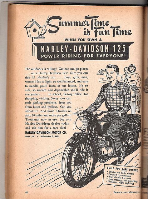 Vintage Harley Magazine ad Science and Mechanics June 1949 Vintage Motorcycle Posters, Mercury Cars, Old Motorcycles, Motorcycle Posters, Magazine Ad, Vintage Memory, Magazine Ads, Vintage Motorcycle, Harley Davidson Motorcycles