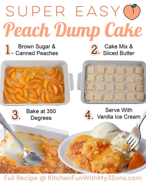 Easy Peach Pie, Peach Cobbler Cake, Cake Mix Cobbler, Peach Cobbler Dump Cake, Easy Peach Cobbler Recipe, Peach Dump Cake, Cobbler Easy, Peach Dessert Recipes, Best Banana Pudding