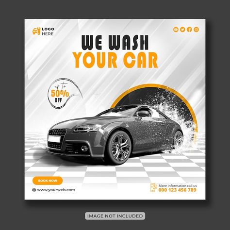 Carwash Banner Design, Car Wash Instagram Story, Car Wash Social Media Post, Car Service Poster, Car Wash Posters Ideas, Car Wash Posters, Social Media Banner Design, Car App, Car Wash Business