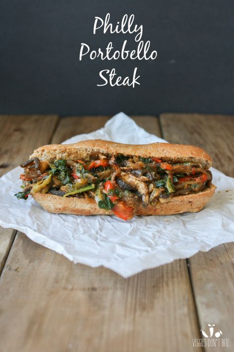 Veggies Don't Bite: Philly Portobello cheese steak sandwich Vegan Philly Cheesesteak, Portobello Steak, Sandwich Vegetarian, Sub Sandwiches, Healthy Comfort, Vegetarian Sandwich, Steak Sandwich, Vegan Burgers, Vegan Sandwich