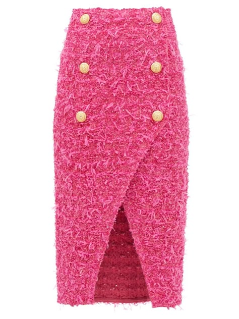 Balmain Designer, Chanel Skirt, Pink Pencil Skirt, Girls Attire, Happy Clothes, Pencil Silhouette, Tweed Pencil Skirt, Stylish Skirts, Dress Design Sketches