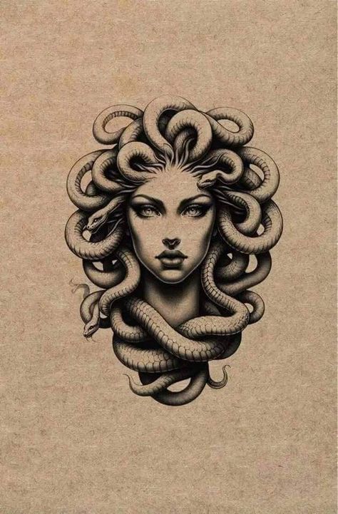 Medusa Bust Drawing, Half Medusa Half Woman Tattoo, Madusa Drawings Beautiful, Medusa Tattoo Drawing, Medusa Gorgon Tattoo, Medusa Reference, Medusa Back Tattoo, Medusa Tattoo Design Ideas, Dark Medusa Tattoo