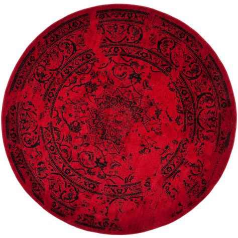 Safavieh Adirondack Red/Black 6 ft. x 6 ft. Round Area Rug - ADR101F-6R - The Home Depot Diy Gothic, Dwelling Place, Red Things, Gothic Bedroom, Round Area Rug, Square Area Rugs, Lodge Style, Silver Rug, Motif Vintage