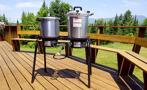 Outdoor Canning Area, Outdoor Canning Kitchen, Small Gas Stove, Canning Pressure Cooker, Home Cleaning Remedies, Propane Camp Stove, Food Canning, Preserving Recipes, Canning Kitchen