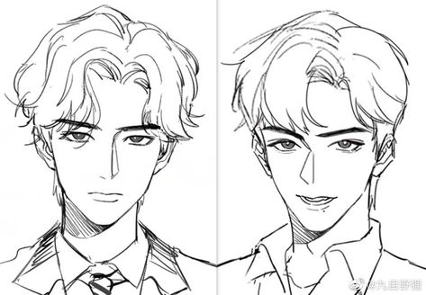 Male Hairstyles Drawing Step By Step, Male Hair Drawing Front View, Male Hairstyles Reference Drawing, Male Hairstyles Drawing Front View, Middle Part Drawing Male, Middle Part Anime Hair, Guy Hair Ideas Drawing, Hair Reference Male Drawing, Anime Guy Hair Drawing