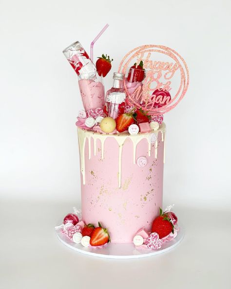 JeydaCakes on Instagram: “Here she is! The cake from the reel 🥰🥰 #jeydacakes #alcoholcake #18thcake #birthdaycake #buttercreamcake #dripcake #gamachedrip #cakevideo…” Pink Cake Decorating Ideas, Female Birthday Cake, Pink Food Ideas, Liquor Cupcakes, Birthday Cakes Pink, Pink Cake Designs, Pink Birthday Cake Ideas, Barbie Backdrop, 18th Birthday Cake For Girls