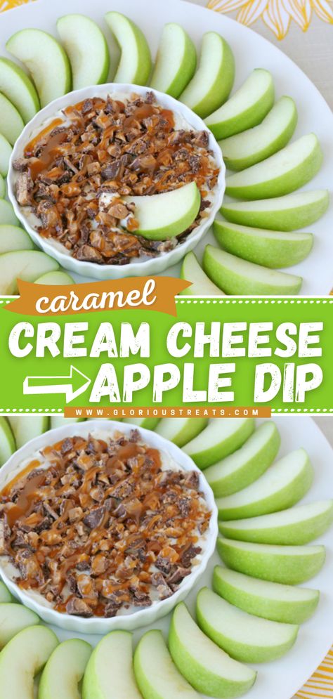 Caramel Cream Cheese Apple Dip, 4th of July party ideas, easy dessert dip recipes Apple Fruit Dip Recipe, Carmel Cream Cheese Apple Dip Heath Bars, Apple Dip Recipe Cream Cheese, Carmel Apple Dip With Heath, Caramel Apple Heath Dip, Caramel Apple Fruit Dip, Scor Bar Apple Dip, Yummy Dessert Dips, Appetizers Desserts For Party