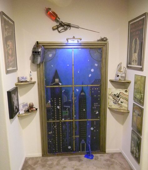 My favorite part of this #Bioshock decor I like the idea of something like this in maybe an old window. Bioshock Decor, False Window, Nerd Home, Bioshock Game, Bioshock Art, Bioshock Series, Nerd Room, Fake Window, Bioshock Infinite