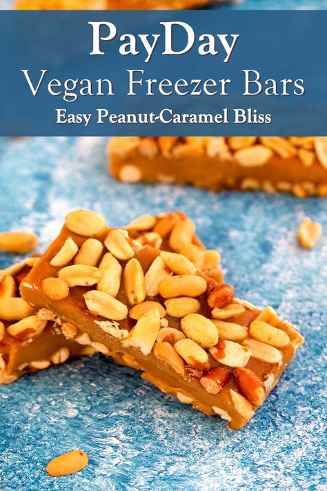 Vegan Payday Freezer Bars Recipe (Easy Peanut-Caramel Bliss!) Payday Bars Recipe, Payday Bars, Peanut Caramel, Easy Bar Recipes, Mint Chip Ice Cream, Ice Cream Bars, Frozen Dessert Recipe, Vegan Cheddar, Chocolate Cream Pie