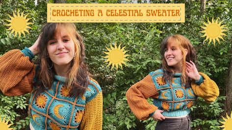 the video is up! so happy with how this sweater turned out 🌞 Granola Woman, Crochet Sweater Aesthetic, Sweater Aesthetic, Crochet Cardigans, Crochet Aesthetic, Needle Felt, Diy Crochet Projects, Crochet Tops, More To Come