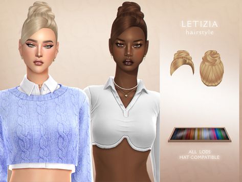 The Sims Resource - Letizia Hairstyle Sims Patreon, Mods Ts4, Sims Clothes, Pelo Sims, Sims 4 Game Mods, Tumblr Sims 4, Sims 4 Dresses, Sims 4 Downloads, All Hairstyles