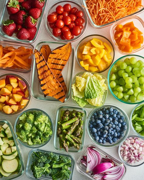 The Kitchn: Power Hour Meal Prep. Colorful and produce-packed family-friendly meals. Kid Friendly Meal Prep, Best Way To Meal Prep, Meal Prep Fruit, Meal Prep Plan, Salad Appetizer Cups, Family Meal Prep, Healthy Kid Friendly Meals, Sweet Potato Pancakes, Meal Prep Plans