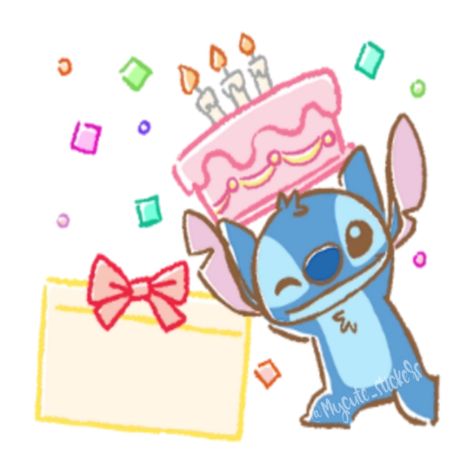 Stitch Birthday Drawing, Birthday Stitch Drawing, Stitch Birthday Wallpaper, Stitch Birthday Card, Stitch Kawaii, Eeyore Pictures, Lilo En Stitch, Stitch Birthday, Lilo And Stitch Quotes