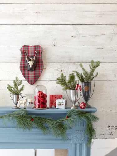 Give your mantel a rustic-preppy look with a resin reindeer ornament and plaid plaque. Holiday Mantel, Preppy Plaid, Country Christmas Decorations, Fun Christmas Decorations, Wallpaper Iphone Christmas, Christmas Mantels, Holiday Style, Country Christmas, Christmas Love