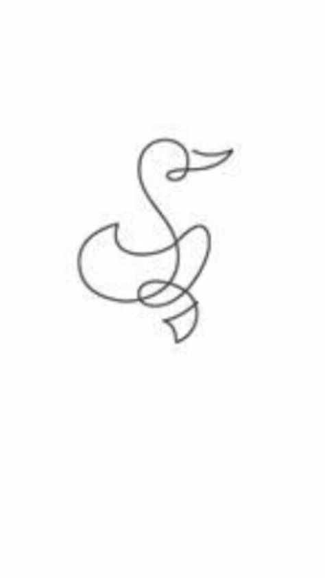 One Line Duck Tattoo, Ducks In Love Drawing, Duck Tattoos Cute, Duck Line Drawing, Duckie Tattoo, Simple Duck Tattoo, Little Duck Tattoo, Add Tatoos, Duckling Tattoo