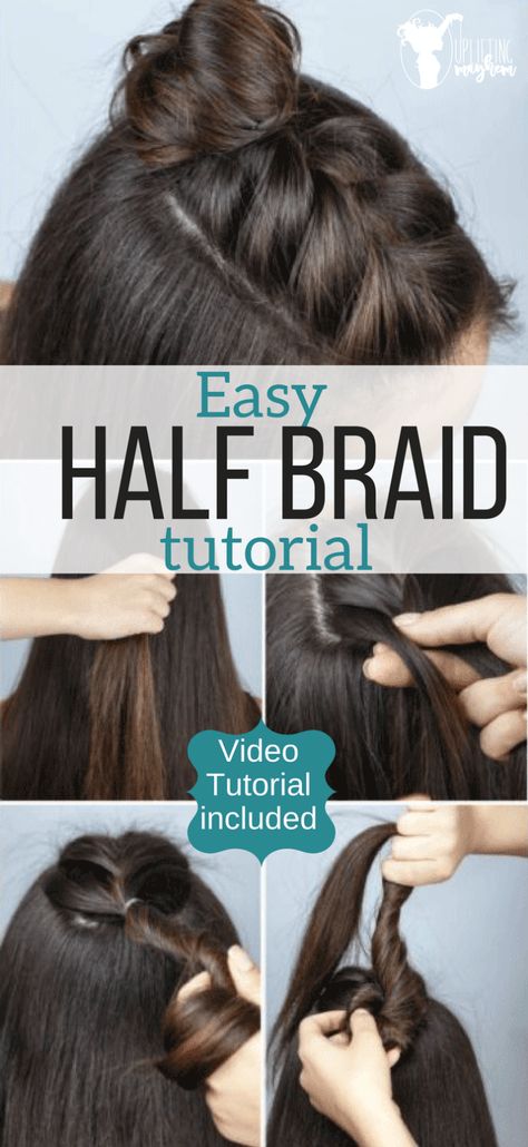 Adorable half braid tutorial. Freshen up you hairstyle with this easy updo that is super cute! Video tutorial included. Braided Hairstyle Tutorial Videos, Braid Hairstyle Tutorial, Chignon Simple, Half Braid, Easy Updo, Easy Updo Hairstyles, Cute Video, Braid Hairstyle, Easy Updos