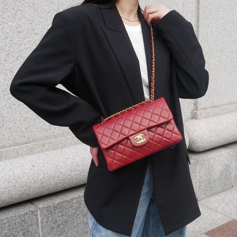 Red Chanel Bag, Vintage Tokyo, Search Code, Chanel Classic Flap Bag, Save Instagram, Red Chanel, Classic Flap Bag, Chanel Bags, Small Shoulder Bag