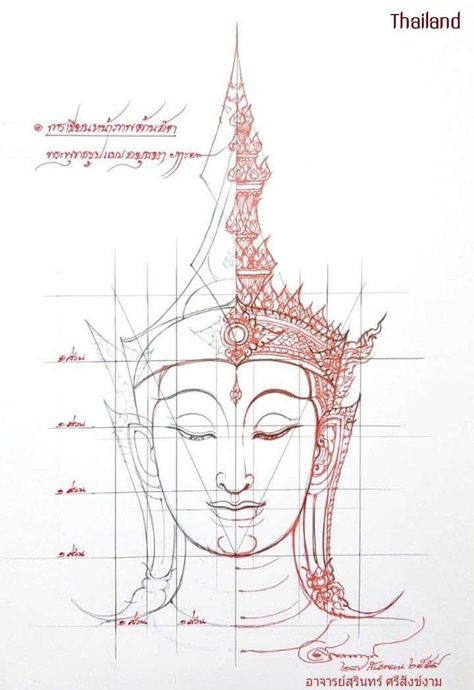 Disney Drawing Tutorial, Buddhist Iconography, Buddhist Art Drawing, Ancient Drawings, Myanmar Art, Thailand Art, Thai Pattern, Kerala Mural Painting, Buddha Art Painting