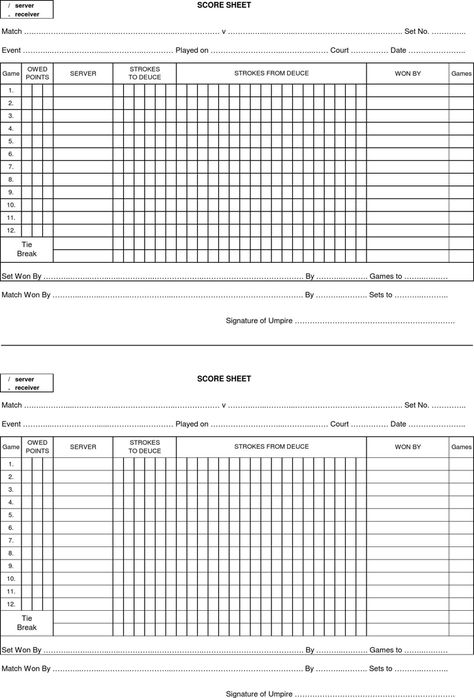 Tennis Score Sheet 1 Tennis Score, Lawn Tennis, Samosa, Template Printable, Lawn, Tennis, Quick Saves