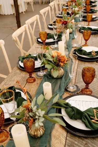 Fall wedding with terracotta and sage green colors ✨ . Terracotta and sage green wedding | Boho fall wedding | Sage green bridesmaid dresses mismatch | Wedding reception tables centerpieces | Bridal rings | Fall wedding inspo | Rust and sage green wedding | terracotta and sage wedding centerpieces | terracotta wedding Wedding Colors Fall, Dark Green Wedding, Fall Wedding Color Schemes, Rusting Wedding, Fall Wedding Tables, Green Themed Wedding, Green Wedding Colors, Sage Wedding, Fall Wedding Centerpieces