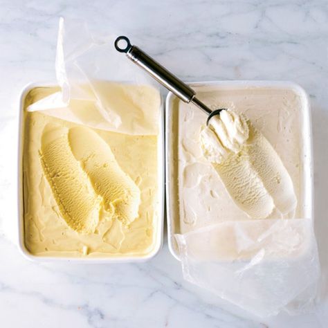 This traditional ice cream has an egg-rich custard base. Almond Ice Cream, Lavender Ice Cream, Cream Custard, Delish Desserts, Pistachio Ice Cream, Ice Cream Base, Egg Custard, Frozen Custard, Homemade Ice Cream Recipes