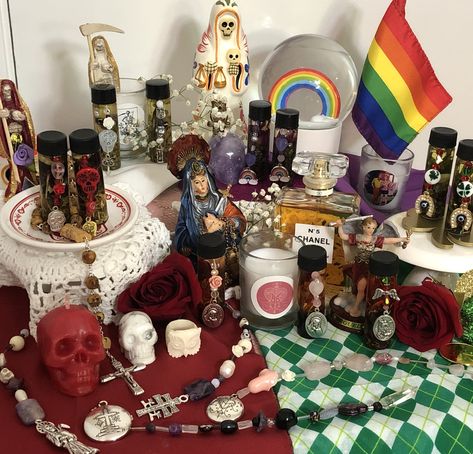 We offer handcrafted, authentic and energetically potent creations that assist with manifestation. Our wares include unique, handmade Vodou, conjure, witchcraft, La Santa Muerte, and ceremonial magick ritual tools, oils, bone and curio divination collections, blessed spirit jewelry and amulets, fixed candles, spell kits, occult supplies and folk art. We use highest vibration ingredients that are organic when possible. Jennifer blesses and charges the items on altars through prayers and rituals. Herb Blends, Spell Kits, Ritual Oils, Highest Vibration, Ceremonial Magick, Pagan Altar, Ritual Tools, Spiritual Art, Sacred Space