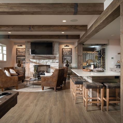 Lvp Basement, Tuscan Terrace, Farmhouse Game Room, Basement Bar Remodel, Bar Remodel, Rustic Basement Bar, Basement Bar Design, Dream Basement, Rustic Basement