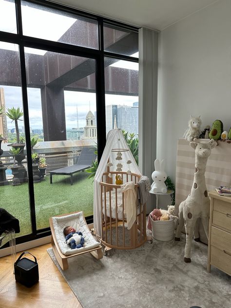 Neutral baby nursery with beige and Stokke mini crib Stokke Mini Crib, Stokke Crib, Mini Crib, Cribs, Instagram Profile, Nursery, Photo And Video, Instagram Photo, On Instagram