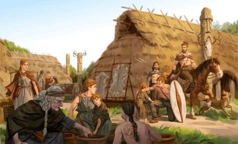 Ancient Germanic Tribes, Celtic Village, Celtic People, Germanic Tribes, Historical Illustration, Celtic Warriors, Ancient Celts, Ancient Warfare, Nordland