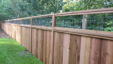 6 foot cedar fence with cattle panel insert Cattle Fencing, Cattle Fence, Farm Fencing, Cedar Fencing, Fence Construction, Kennel Ideas, Decorative Fence, Wood Fencing, Wood Fence Design