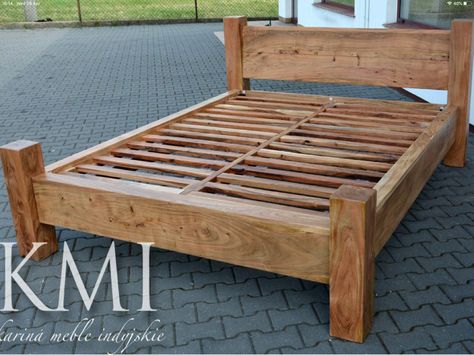 Diy Queen Bed Frame, Diy Queen Bed, Bed Frame Rustic, Wooden Bed Frame Diy, Queen Bed Frame Diy, Acacia Furniture, Wood Bed Frame Diy, Homemade Beds, Rustic Bed Frame