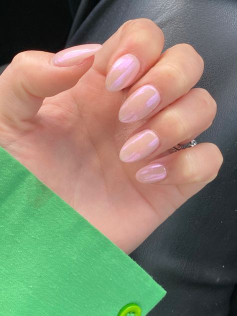 Glaze Almond Nails, Oval Nails Nude, Chrome Glazed Nails, Crome Nails Almond, Pink Glazed Nails, Donut Glaze Nails, Glazed Donut Nails Hailey Bieber, Donut Nails Hailey Bieber, Nails Hailey Bieber