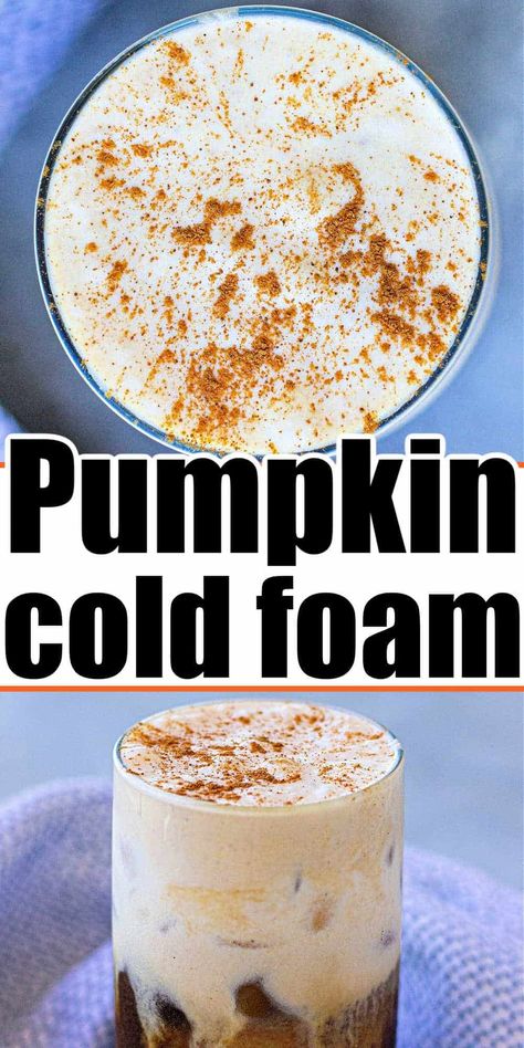 Pumpkin cream cold foam cold brew homemade! Cold cream foam on coffee is a delicious addition to the top in any flavor. Cold Cream Foam, Cold Foam Cold Brew, Pumpkin Frappuccino, Pumpkin Cream Cold Foam, Pumpkin Cold Foam, Pumpkin Cream Cold Brew, Cream Cold Foam, Pumpkin Truffles, Copycat Starbucks