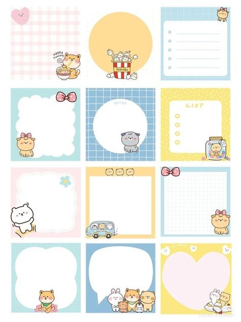 Memo Pad Design Kawaii, Diy Memo Pad, Cute Sticky Notes Printable, Memo Pad Template, Memo Pad Printable, Diy Note Pad, Aesthetic Sticky Notes, Memo Notes, Memo Pad Design