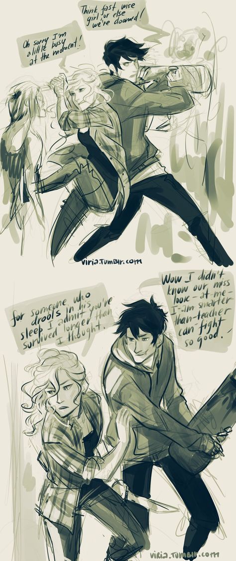 viria: -I saved your life. -Oh, don’t give yourself too much credit, Seaweed Brain. so basically someone wrote ‘percabeth zombie au’ in my askbox and the exact same second I closed everything and started drawing because zombie apocalypse aus are always like the best thing. Zombie Au, Rick Riordan Series, Food Supplies, Percy And Annabeth, Seaweed Brain, Percy Jackson Quotes, Percy Jackson Fan Art, Percy Jackson Characters, Trials Of Apollo