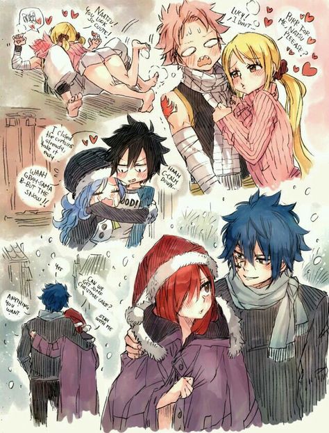 Fairy tail couples - Natsu x Lucy, Gray x Juvia, Jellal x Erza Erza Et Jellal, Fairy Tail Jellal, Fairy Tail Gruvia, Jellal And Erza, Fairy Tail Funny, Fairy Tail Comics, Fairy Tail Family, Fairy Tail Pictures, Fairy Tail Love