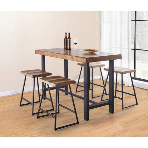 Gracie Oaks Melik Counter Height Dining Table | Wayfair Steve Silver Furniture, Black Counter Stools, Metal Counter Stools, Metal Base Dining Table, Counter Stools Backless, Counter Height Dining Table, Table Top Design, Counter Table, Counter Height Table